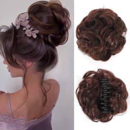 Claw Clip Messy Chignon Wavy Curly Hair Bun Clip in Claw Ponytail Synthetic Tousled Updo Scrunchie Hairpiece for Women
