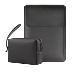 Business Office Commuting Personalized Laptop Pouch Luxury PU Leather Protective Laptop Sleeve With Stand Charger Storage Bag