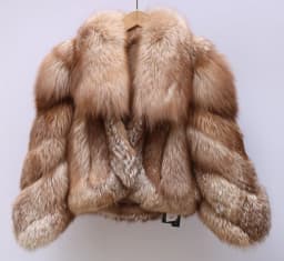 Women's Luxury Natural Fox Fur Jacket Long Turn-Down Collar Real Fox Fur Jacket Turn-down Collar Luxury