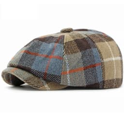 HT4438 Berets Men Women Autumn Winter Octagonal Flat Cap Retro Artist Painter Beret Hat for Men Male Female Plaid Wool Beret Cap
