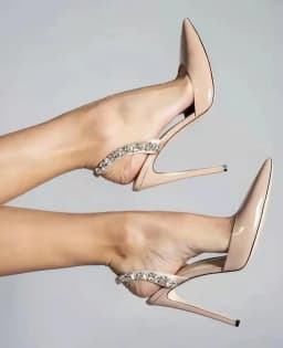 New Rose Red Water Diamond High Heels for Women with Thin Heels, Pointed Toes, and Headbands, Wearing Cold Slippers Outside