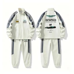 Aston Martin fan printed jacket set, windproof sports set, suitable for outdoor sports such as hiking, camping, fishing, etc
