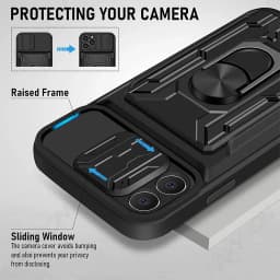 Phone Case For iPhone 18 17 16 15 14 13 12 11 Pro Max Plus SE Slide Camera Card Slot Military Grade Ring 360 Magnetic Back Cover