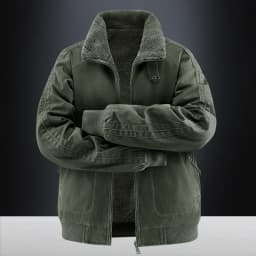 New Autumn Winter Men Washed Cotton Reversible Flight Jacket Lamb Fleece Fleece Lined Thick Warm Outerwear For Middle Aged Male