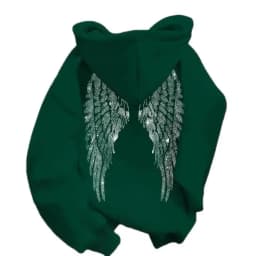 Women Oversized Hoodie Angel Wings Print Pullover Long Sleeve Loose Fit Streetwear Casual Sweatshirt