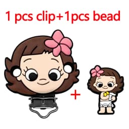 2pcs/set Silicone Cartoon Animal Pacifier Clip Molar Bead DIY Pacifier Chain Jewelry Accessories