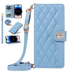 Crossbody Flip Case for Redmi 14C 14R 13C 13 12 11A 10C 10X 10 9C 9A 9 A5 A4 A3 Diamond Leather 3 Cards Wrist Strap Wallet Cover