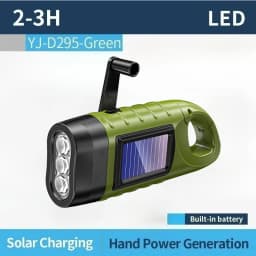 Outdoor LED Hand Pressing Dynamo Solar Crank Power Flashlight Torch Light Hand Press Crank Camping Lamp Light for Outdoor Home