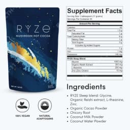 Mushroom Cocoa Powder Sleep Supplement with 6 Adaptogenic Mushroom Blend Reishi L-Theanine and Glycine To Help Fall Asleep