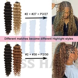 #30 Colored 100% Human Hair for Highlight Miracle Knots Crochet Deep Wave Feather Crochet Boho Braids Wavy Bulk Hair Extensions