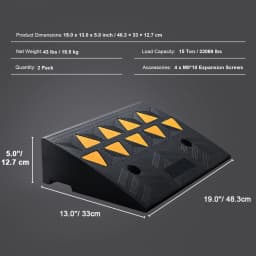 SucceBuy 1/2 Pack Rubber Curb Ramp Threshold Driveway Ramps with Stable Grid Structure for Car Wheelchairs Motorcycles Bikes
