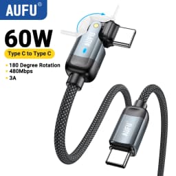 AUFU 60W Type C to Type C Cable For iPhone 17 Samsung S26 USB-C to USB-C Fast Charging Cable For Macbook Pro iPad Air Elbow Wire