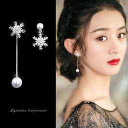 Trend Simulation Pearl Long Earrings Female Moon Star Flower Rhinestone Wedding Pendant Fashion Korean Jewelry Wholesale