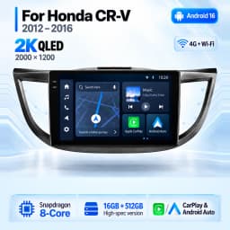 Android 16 Carplay Auto Car Radio Multimedia Player For Honda CRV CR-V 2012-2016 WIFI+4G DSP Autoradio Stereo 2din Head Unit
