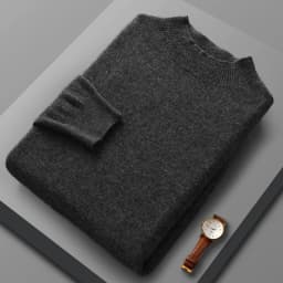 100% Merino Wool Sweater Men's Half high collar Knitted Hoodie Spring Autumn New Cashmere Sweater Versatile Menswear