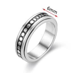 Fidget Spinner Anxiety Rings For Women Men Spinning Rotate Antistress Printing Stainless Steel Ring Accessories Trendy Jewelry