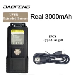 Baofeng UV5R Walkie Talkie Battery with Type-C Enlarge 2600mAh/3000mAh Li-ion Battery USB-C Cable BL-5 UV-5RA UV-5RE BF-F8+