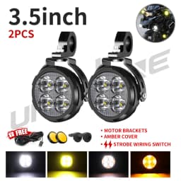 UNISHINE 4.5" Round LED Work Lights Spotlight 3.5inch LED Fog Lights Driving Lamp 6000K 3000K For Motorcycle SUV Trucks 12-32V