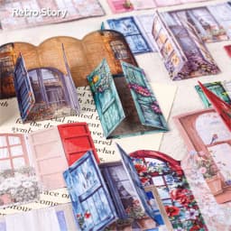 1pack/2pack Handbook Material Stickers Collection Light Vintage Window Organs 10pcs Per Pack Door and Window Themed Time