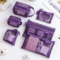 6pcs Transparent Mesh Coin and Miscellaneous Storage Bags, Portable 3D Card Organizer Pouches Cosmetic Bags Travel Storage Bag