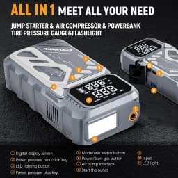 PAIVIROKU 5-in-1 Jump Starter with Air Pump 5000APeak Starter 150PSI Digital Tire Inflator Car Battery Jump Starter Power Bank