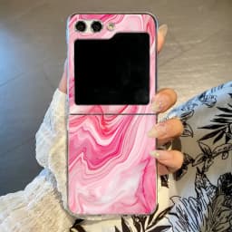 Marble Pattern Transparent Phone Case For Samsung Galaxy Z Flip 6 5 4 3 Clear Hard Folding Cover For Samsung Z Flip6 Flip5 Flip4