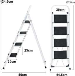 Step Stool, 1-2-3-4 Steps, Lightweight Step Ladder with Handrail, Folding Ladder with Non-Slip Platform, Maximum Load 150kg
