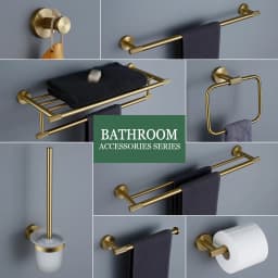 Gold Bathroom Accessories Towel Bar Bath Robe Hook Brass Knurled Bathroom Hardware Set Shelf for Towels Paper Tissue Holer