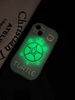 Cartoon Cute Luminous Turtle Kickstand Soft Silicone Case For iPhone 17 16 15 14 13 11 12 Pro Max Phone Cover With Holder