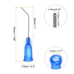 60pcs Blunt Tip Dispensing Needles 18G 19G 20G 22G 23G 24G 26G 27G 1" Bent Needle for Liquid with Luer