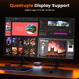 PELADN WO7 Mini PC AMD Ryzen 7 7735U (8C/16T, up to 4.75Ghz) 16GB DDR5+1TB SSD WiFi6 BT5.2 Quadruple-Display Mini Computer