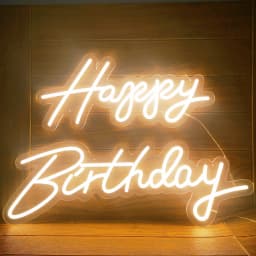 Large Size 'Happy Birthday' Customizable LED Light Neon Sign with Clear Acrylic Backer Dimmable Flexible Party Decor