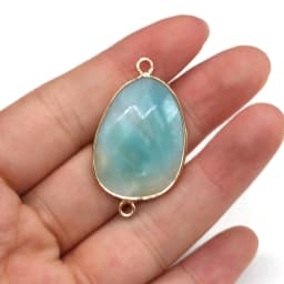 Natural Stone Drop-shaped Pendants Amethyst Double Hole Connector for Jewelry Making DIY Necklace Bracelets Accessories