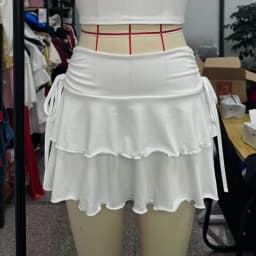 2026 New Women's Summer Mini Skirt Solid Color Versatile High Waist Slim Fit Short Skirts Lace-Up Ruffles A-Line Pleated Skirts
