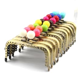 8.5cm Small Beads Antique Bronze Square Metal Purse Frame Handle for Clutch Bag Handbag Accessories Making Kiss Clasp Lock