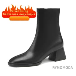Women Ankle Boots Handmade Luxury Genuine Leather Medium Heels Zipper Black Short Boot Elegant Female Booties Designer Shoe 42