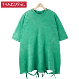 American Style Retro Heavyweight Solid Color Short Sleeved T-shirt Men Women Summer Street Trendy Washed Old Oversized Clothes