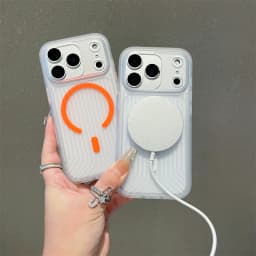 Corrugated Pattern For Magsafe Magnetic Wireless Charge Case For iPhone 17 16 15 14 13 Pro Max Transparen Bumper PC Matte Cover