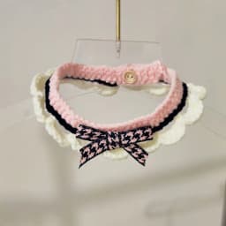 Cute Pet Cat Saliva Towel Hand-knitted Adjustable Kitten Cat Puppy Bow-knot Collar Pet Cat Decorative Collar Kitten Accessories