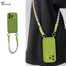 Crossbody Lanyard Silicone Phone Case For iphone 17 Air 16E 16 15 14 13 12 11 Pro Max Plus Soft Back Cover