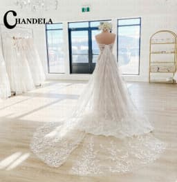 CHANDELA Attractive Strapless Wedding Dresses Off the Shoulder Sweetheart Zipper A-line Brush Train Vestidos Customised