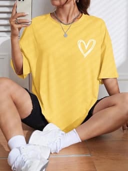 Simple Love Printed Womens T Shirts Summer Breathable Clothes Casual Fashion Short Sleeve Street Oversized All Match T-Shirts