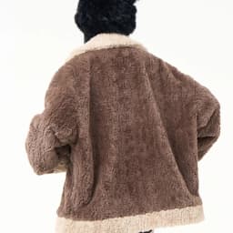 Chic Brown Women Shearling Jacket Toggle Button Coat Contrast Collar Loose Cozy Preppy Streetwear Winter Outerwear Top