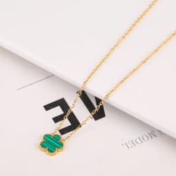 Double Sided Hot Selling 15mm Plant Five Leaf Flower Plum Blossom Pendant Necklace For Women's Stainless Steel Clover