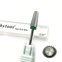 HYTOOS 5 in 1 Carbide Bit 3/32 Two-Way Tapered Nail Drill Bits   Straight Cut Milling Cutter For Manicure Nails Accessories