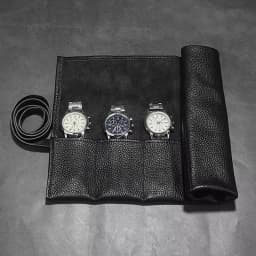 Free Customized Name Cow Leather Watch Storage Bag 6 Slots Roll up Watch Bag Portable Travel Display Smart Watch Storage Pouch