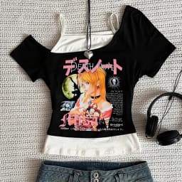 Death Note crop top female graphic goth party korean fashion anime t-shirt harajuku party gothic jojifuku