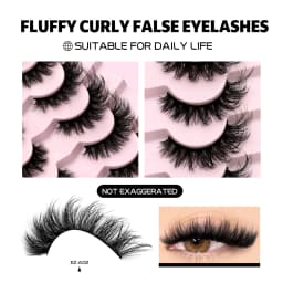 GROINNEYA False Eyelashes 3D Mink Lashes Cat Eyelashes Fluffy Wispy Volume Lashes Fake EyeLashes Natural Lashes Strips Makeup