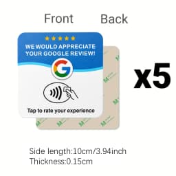 NTAG215 Programmable NFC Desktop Card 13.56MHz Square & Round Self‑Adhesive PVC NFC Tag for Google Menu Tap Table Access