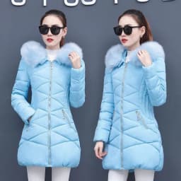 Korean Fashion Slim Thin Long Down Cotton Jacket Winter Warm Thick Parkas Cotton Women Snow Outerwear Big Fur Collar Female Coat
